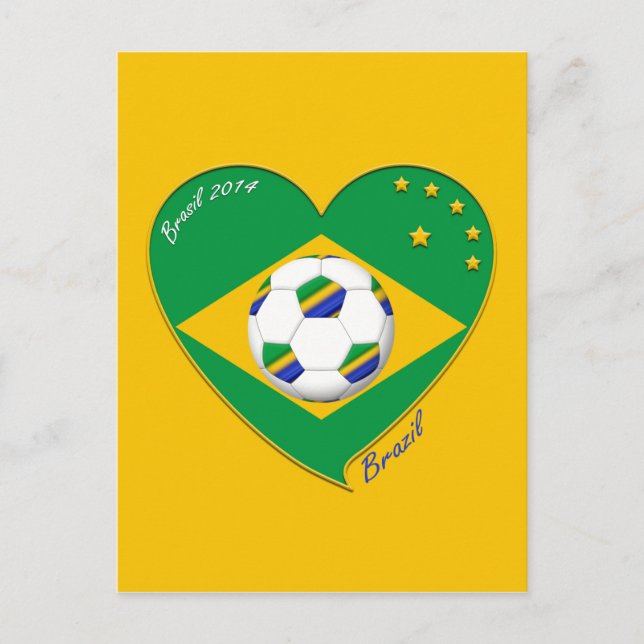 Carte Postale Bandera de BRASIL FÚTBOL de campeones del mundo (Devant)