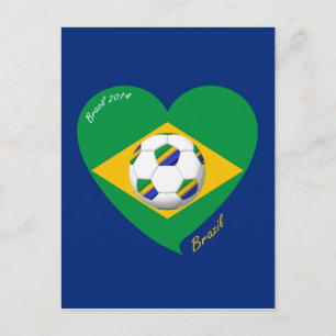 Carte Postale Bandera de BRAZIL FÚTBOL equipo nacional 2014