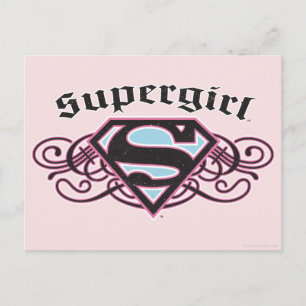 Carte Postale Bandes à épingles supergirl noir et rose