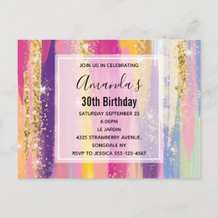Carte Postale Bandes arc-en-ciel colorées avec Parties scintilla