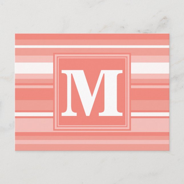 Carte Postale Bandes de corail monogramme (Devant)