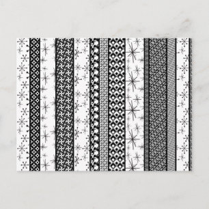 Carte Postale Bandes de Motifs rétro noir et blanc 1