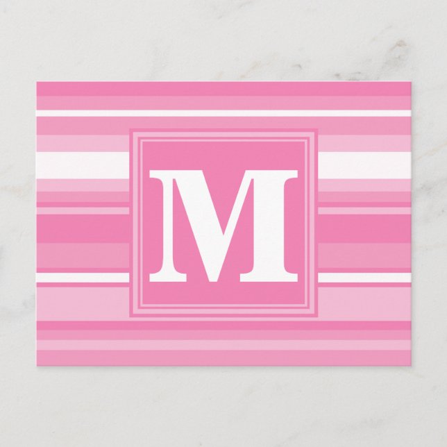 Carte Postale Bandes rose monogramme (Devant)