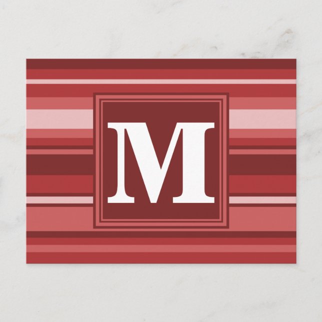 Carte Postale Bandes rouges monogrammes (Devant)