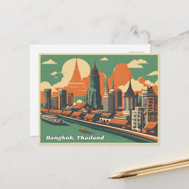 Carte Postale Bangkok, Thaïlande (Devant/Arrière en situation)