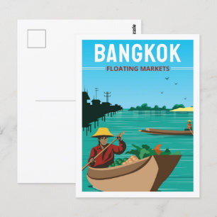 Carte Postale Bangkok Thaïlande célèbre lieu de voyage Illustrat