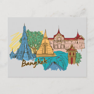 Carte Postale Bangkok, Thaïlande Famous City Travel