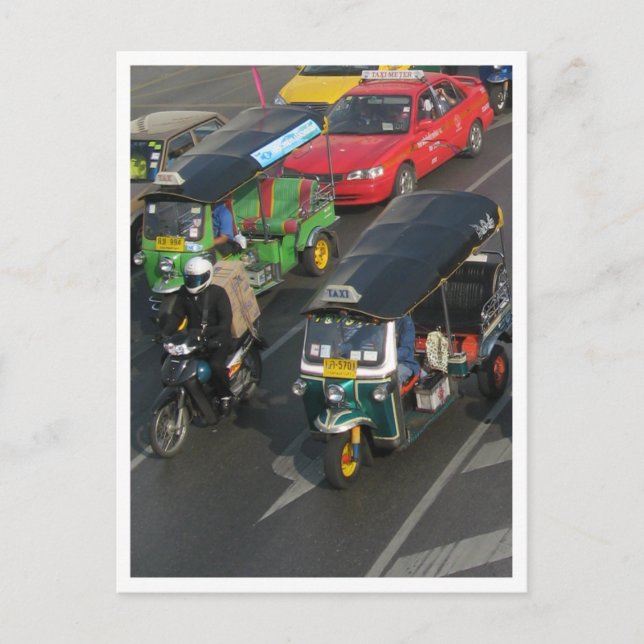 Carte Postale Bangkok trafic ... Tuk Tuk Racing (Devant)