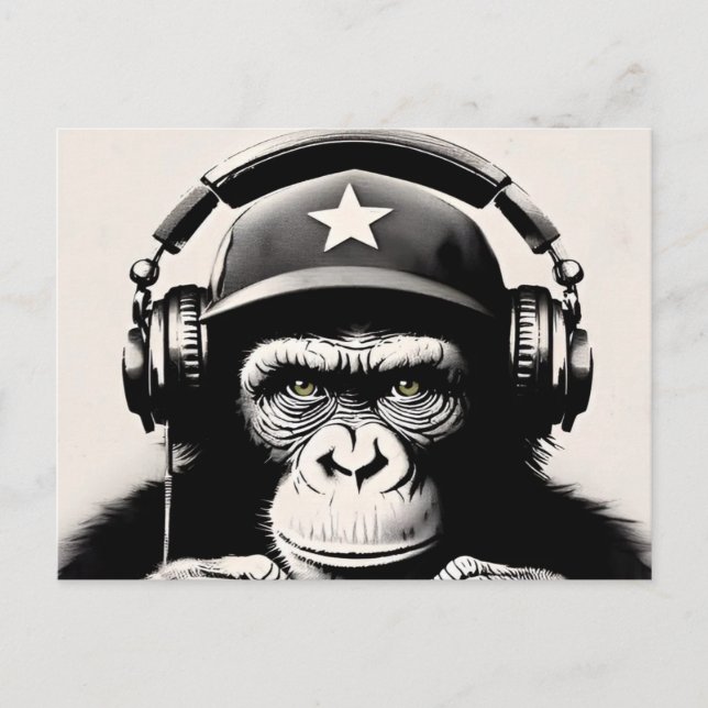 Carte Postale Banksy DJ Monkey Gorilla Chimp (Devant)