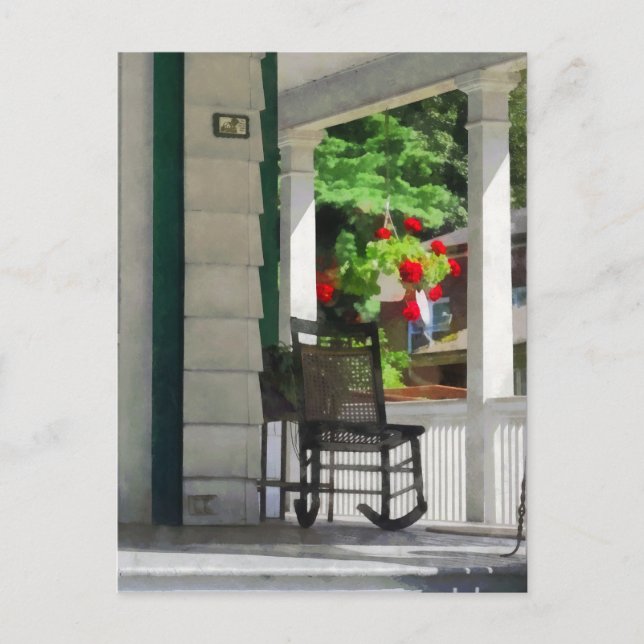 Carte Postale Banlieues - Porche avec chaise à roche et géranium (Devant)