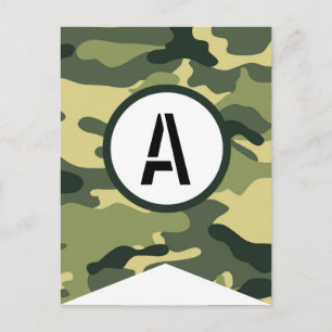 Carte Postale Bannière Camo Vert pièce N'IMPORTE QUELLE LETTRE