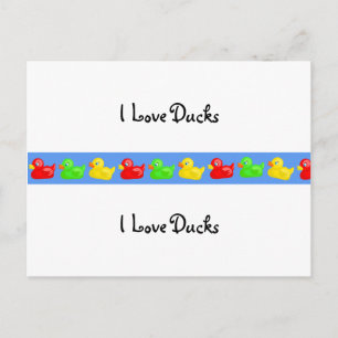 Carte Postale Bannière De Canards, J'Aime Les Canards, J'Aime Le