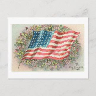 Carte Postale Bannière étoilée Vieux souvenir Floral