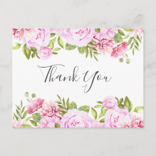 Carte Postale Bannière Rose de remerciement d'affaires de Script