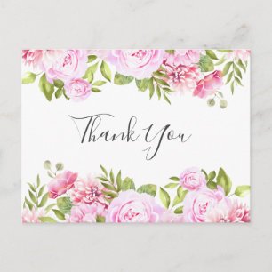 Carte Postale Bannière Rose de remerciement d'affaires en écritu