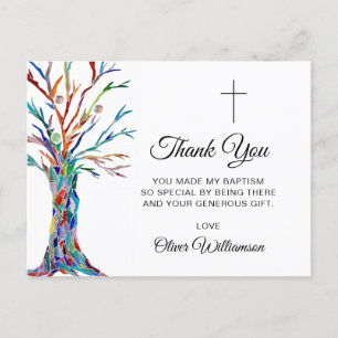 Carte Postale Baptême de l'arbre généalogique Merci de baptême