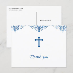 Carte Postale Baptême des garçons bleus/Merci du baptême
