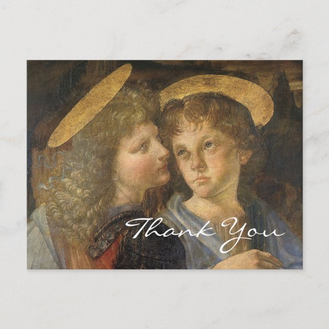 Carte Postale Baptême du Christ (anges) par Léonard de Vinci (Devant)