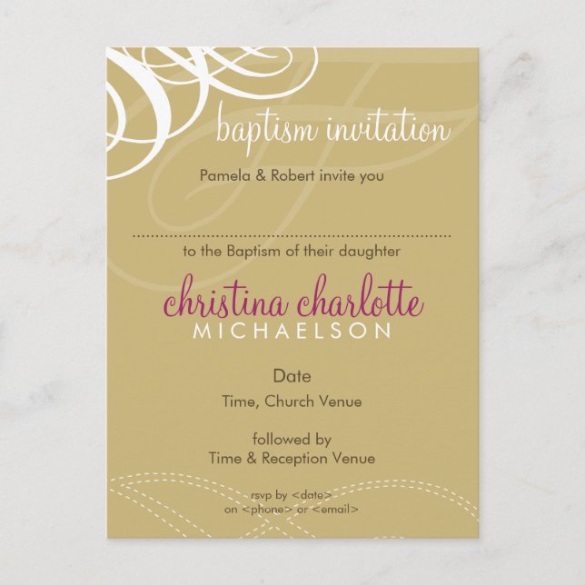 Carte Postale BAPTISM INVITATION :: vogue design 5 (Devant)