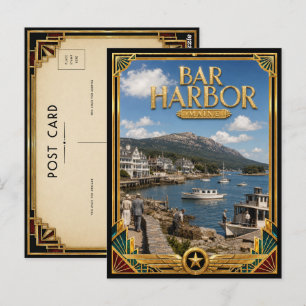 Carte Postale Bar Harbor Maine Art Déco vintage de l'âge d'or