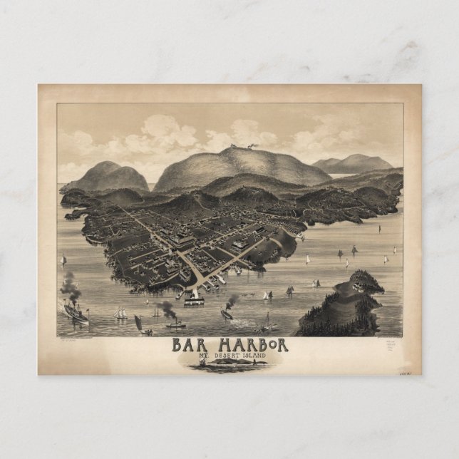 Carte Postale Bar Harbour, Maine en 1886 (Devant)