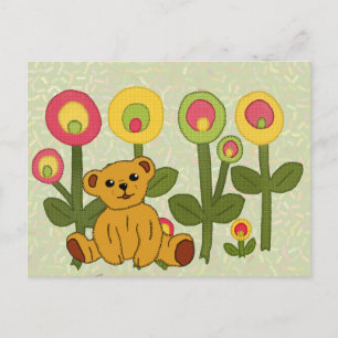 Carte Postale Bär im Blumenbeet