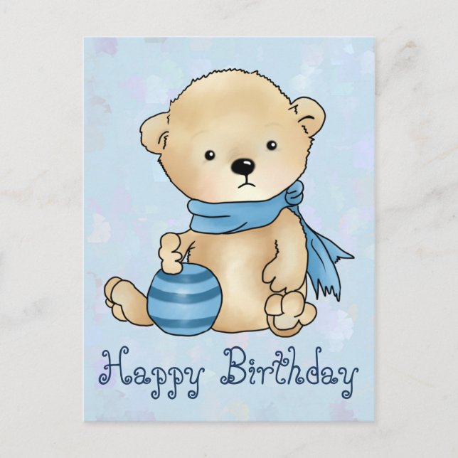 Carte Postale Bär mit Ball, blau (Devant)