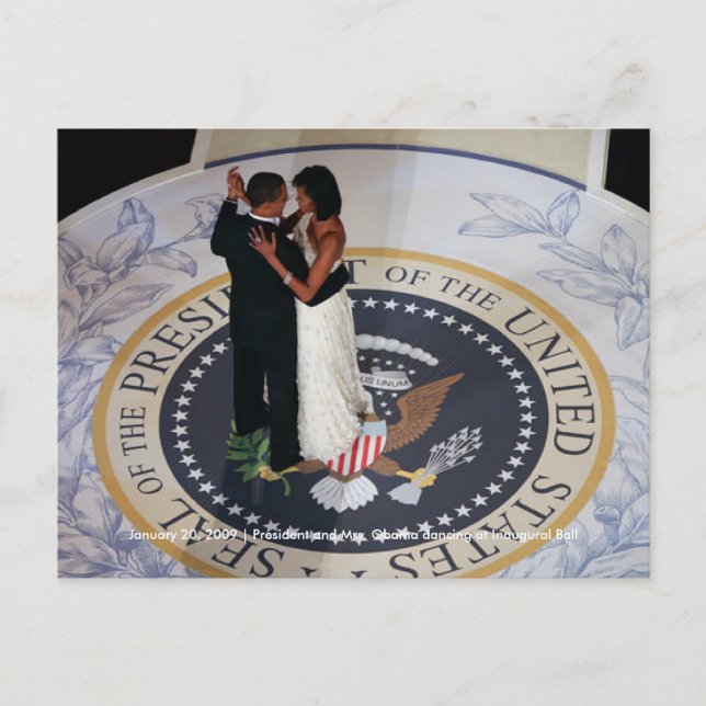 Carte Postale Barack et Michelle Obama dansent au bal inaugural (Devant)