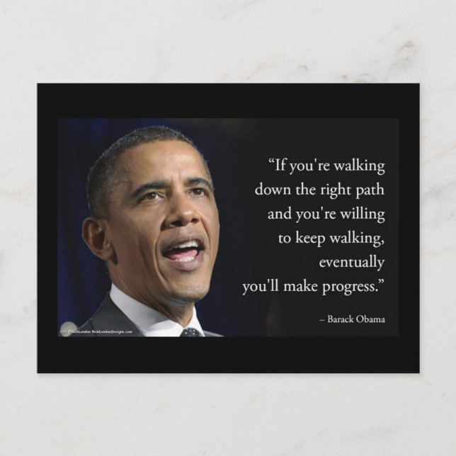 Carte Postale Barack Obama Et La Citation "Progresser" (Devant)