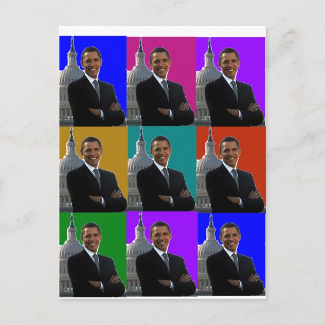 Carte Postale Barack Obama POPART . T-shirts et Cadeaux (Devant)