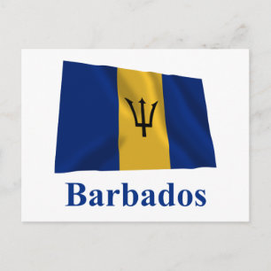 Carte Postale Barbade agitant un drapeau avec nom