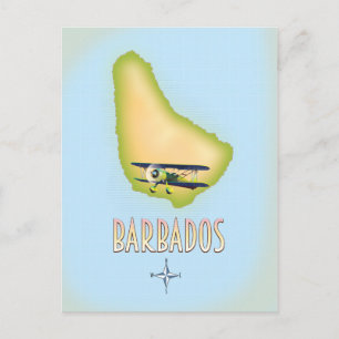 Carte Postale Barbados Map affiche de voyage vintage.