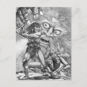 Carte Postale Barbarian vs Wizard ; L'épée l'emportera ! !