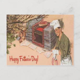 Carte Postale Barbeque BBQ Papa Retro Publicité Vintage Fête des