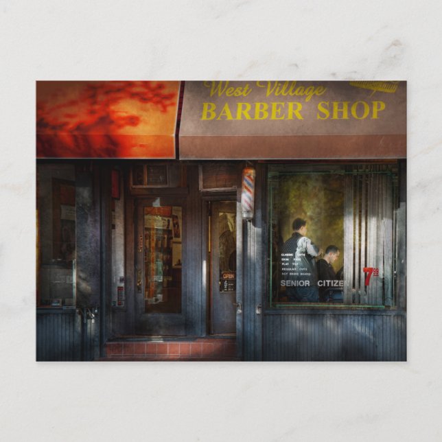 Carte Postale Barber - NY - West Village Barber Shop (Devant)