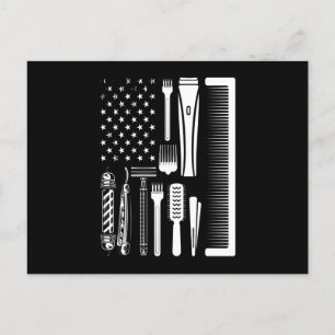 Carte Postale Barber Tools American Flag
