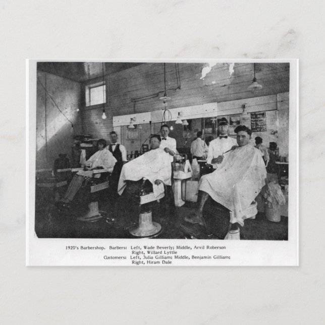 Carte Postale Barbershop des années 1920—Wise, Virginie (Devant)
