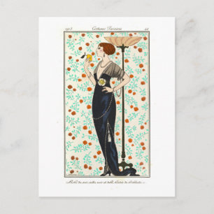 Carte Postale Barbier vintage, planche de mode des années 1910