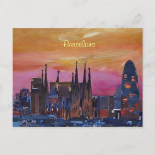 Carte Postale Barcelona Skyline et Torre Agbar, Sagrada Familia