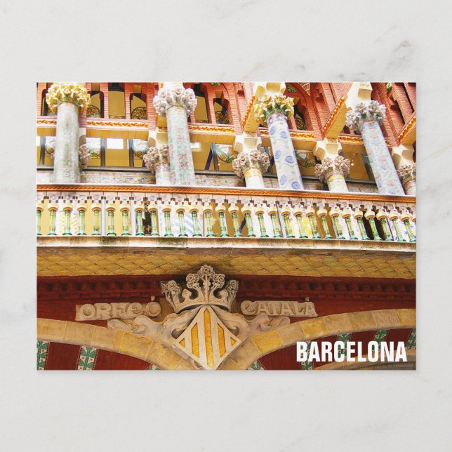Carte Postale Barcelone Espagne Architecture espagnole colorée (Devant)