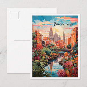 Carte Postale Barcelone Espagne Art Voyage 