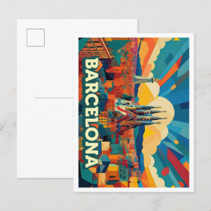 Carte Postale Barcelone Espagne coloré artistique