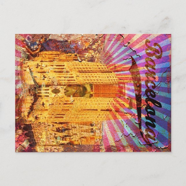 Carte Postale Barcelone, Espagne, Poster vintage (Devant)