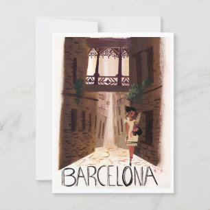 Carte Postale Barcelone Espagne Retro Voyage vacances Inspiré