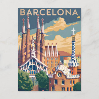 Carte Postale Barcelone Espagne vintage