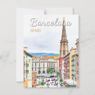Carte Postale barcelone espagne Voyage Art Vintage
