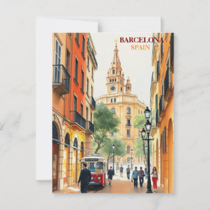 Carte Postale barcelone espagne Voyage Art Vintage