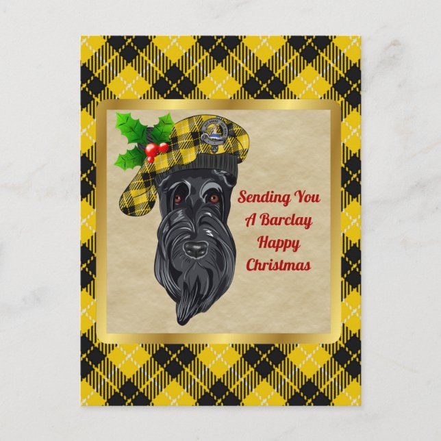 Carte Postale Barclay Clan Badge & Tartan Christmas (Devant)
