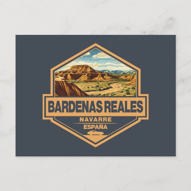 Carte Postale Bardenas Reales Espagne Travel Art Badge (Devant)