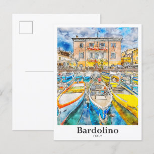 Carte Postale Bardolino Italie Voyage Aquarelle main tirée